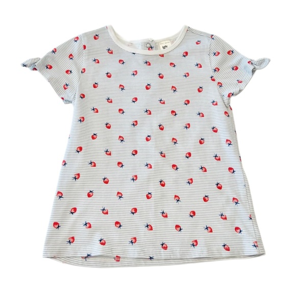 Baby B'Gosh Other - Baby B’Gosh Striped Strawberry Print T-Shirt with Tie Knot Sleeves | Girls 4T